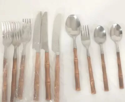 TOWLE STAINLESS Bamboo Pattern  Heavy Flatware Utensils 10 PC (incomplete) Set • $24.99