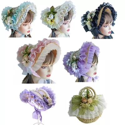 Victorian Bonnet Lace Fascinators For Women Teas Party SunHat Victorian Headdres • $39.50
