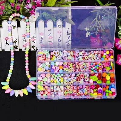 £8.99 • Buy 580pcs Girls Kids Necklace Bracelet Make Own Beads Jewellery Making Set Box Kit