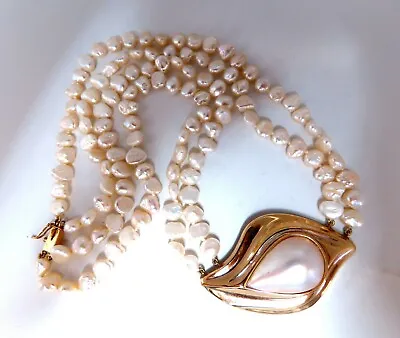 Mabe Pearl Fresh Water Double Stranded Bead Necklace 14kt 16 Inch • $2200