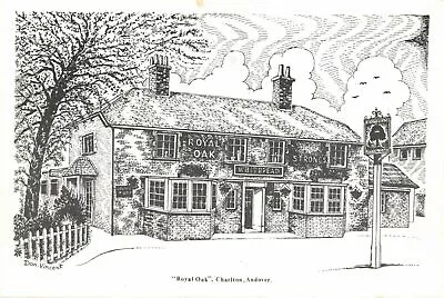 £4.39 • Buy Art Sketch Postcard The Royal Oak Charlton Andover Hampshire Don Vincent AS1
