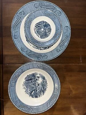 12 Pc Vintage Currier & Ives Blue Dinnerware Early Winter And Old Grist Mill Lot • $139.99