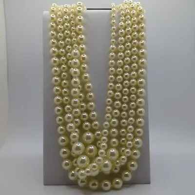 $23 • Buy J Crew Five Multi Strand Layered Pearl Necklace Gold Patina On Closure Statement