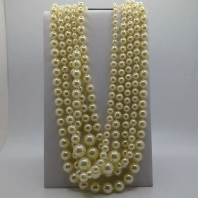 $23 • Buy J Crew Five Multi Strand Layered Pearl Necklace Gold Patina On Closure Statement