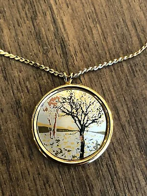 Vintage Reed & Barton Damascene Necklace Fall Tree Design 18  • $9.59