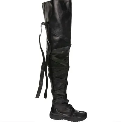 MAISON MARTIN MARGIELA Tabi Thigh High Flat Heel Boots - Black - UK 4/EU 37 • £879.99