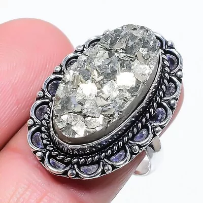 Magnetite Pyrite Gemstone Handmade 925 Sterling Silver Jewelry Ring Size 8 (USA) • $10.99