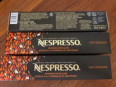 $18.50 • Buy Nespresso Pumpkin Spice Cake  3 Sleeves Limited Edition 30 Pods Total