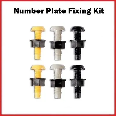 £2.49 • Buy Yellow Black White Plastic Number Plate Screws Nuts Bolts Fixings Fittings Fixer