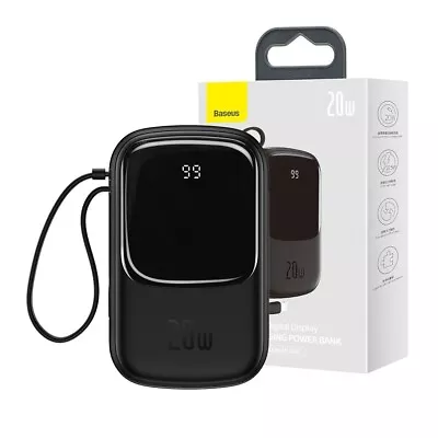 $64 • Buy Baseus Qpow Digital Display Power Bank 20000mAh 20W With Lightning Cable - Black