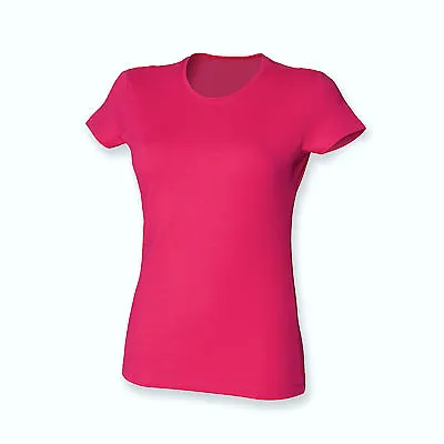 New Women's Plain TShirt Tees Ladies Girl Vest Basic Top Fashion Shirt Size 8-22 • £4.98