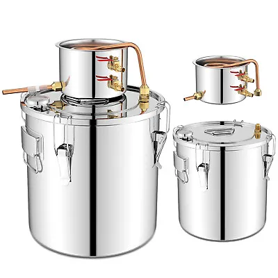 5 Gallon 2 Pots Stainless Steel Alcohol Distiller Copper Tube Alcohol Still • $89.99