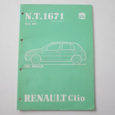 Renault Clio I X57C-X574-C575-C57D ABS Bosch N.T.1671 1991 Shop Manual • $10.53