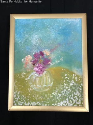 $9.99 • Buy Flowers In A Vase On A Hill Janice W