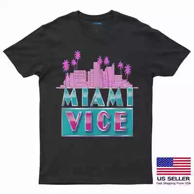 Miami Vice Classic Logo Police TV Show Classic Retro 80's Crockett Gift T-Shirt • $22.99