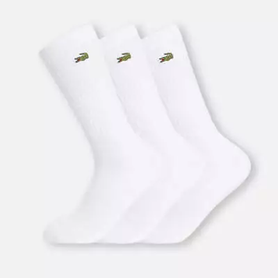 Men's Lacoste Embroidered White Sports Socks X 3 • £23.74