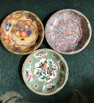 Lot Of 3 Vintage 1971 Daher Decorated Ware Scalloped 10  Tin Trays England • $19.99