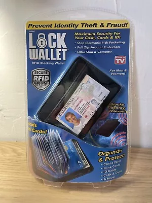 Lock Wallet Black RFID Blocking As Seen On TV Ultra Slim Holds 36 Card Secure • $22.99