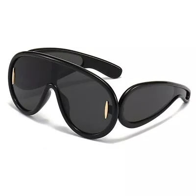 OVERSIZED One-piece Black Pilot Sunglasses Mens Women Outdoor Shades UV400 Loewe • $11.99