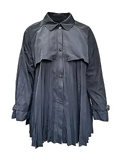 Marina Rinaldi Women's Navy Tropea Button Closure Rain Coat NWT • $146.25