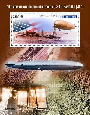 First Flight USS Shenandoah Dirigible Aviation MNH Stamps 2023 Guinea-Bissau S/S • $16.30