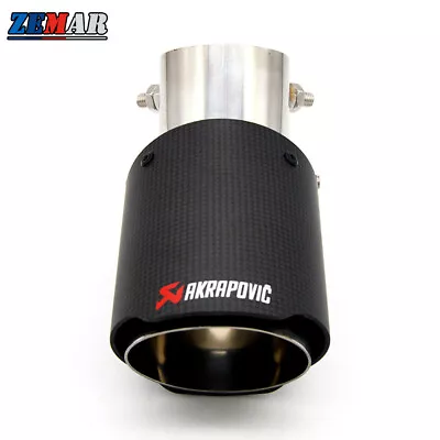 Car Akrapovic Carbon Fiber Adjustable Muffler Pipe 63mm/89mm Curved Exhaust Tips • $47.89