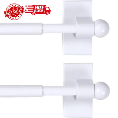 White 2 Pack Magnetic Curtain Rods For Metal Doors Top And Bottom Multi-Use • $29.78