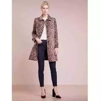 J. Crew Leopard Coat Animal Print Wool Blend Top Coat Size 4 • $89