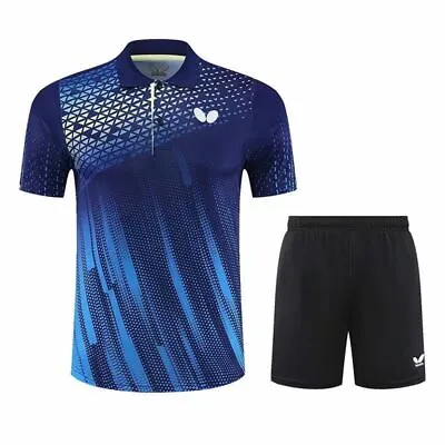 New Outdoor Tennis Sportswear Men‘s Tops Clothes Table Tennis T Shirts+shorts • £34.79