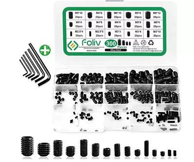 Set Screws - 300Pcs Hex Allen Head Socket Set Screw Assortment Kit - M2.5/M3/M4/ • $18.36