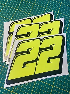 3 X Fluorescent Yellow Custom Racing Numbers - Vinyl Stickers / Decals  • £11.50