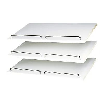$55.99 • Buy Easy Track 24 Inch Slanted Shoe Shelves With Chrome Fence Rails, White (3 Pack)