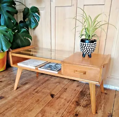 RARE MID-CENTURY G PLAN BRANDON COFFEE TABLE IN OAK WITH RETRO SPLAY LEGS 1950s • £425