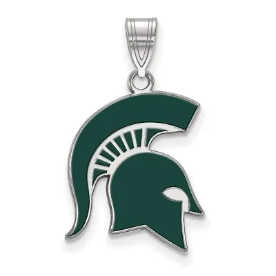 Sterling Silver LogoArt Michigan State University Spartan Large Enameled Pendant • $99