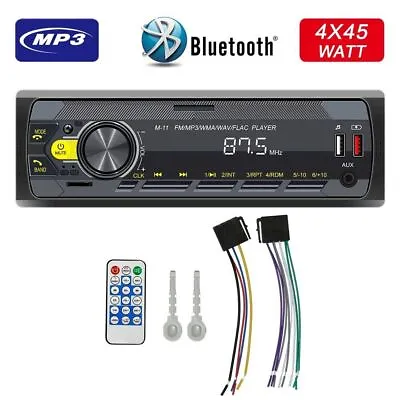 Single 1 Din Car Stereo Radio Bluetooth MP3 Player In-dash Head Unit FM/USB/AUX • £9.98