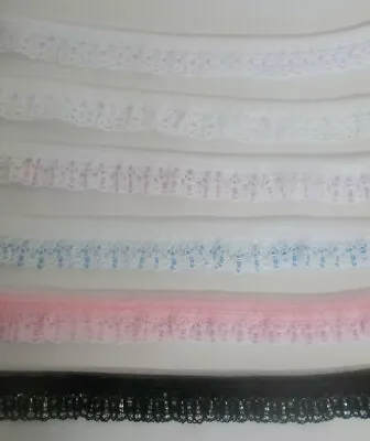 15mm Gathered Lace  Frilled Lace  Nylon Gathered Lace  Sold By The Metre • £1.69