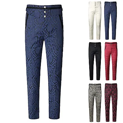 Men Gothic Pants Cosplay Costume Trousers Steampunk Victorian Pants Straight Leg • $30.51