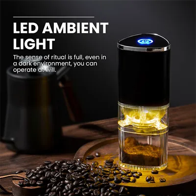 LED Rechargeable Electric Coffee Grinder Automatic Burr Mill Cafe Bean Grinders • $26.99