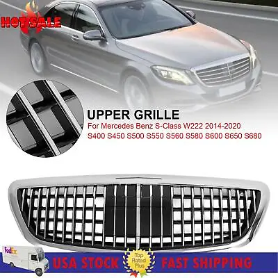 Chrome MayBach Style Front Grille W/ACC For Mercedes Benz S-Class W222 2014-2020 • $224.65