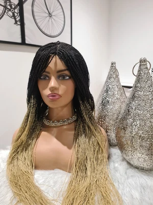 £55.95 • Buy Beautiful Ombre Hand Made Braided Wig... With Cream Colour Tips🖤🤍🤍🤍💛💛💛❤❤