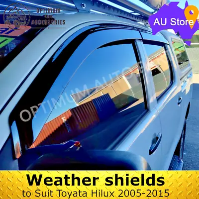 Black Tinted Weather Shields Windows Visors So Suit Toyota Hilux N70 2005-2015 • $64.99