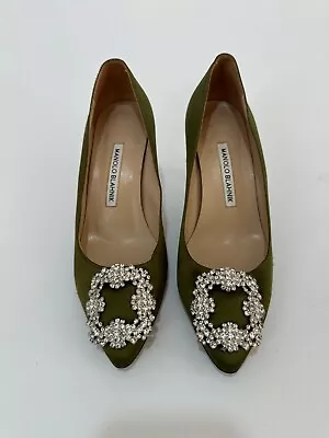 Manolo Blahnik Hangisi 90mm Satin Pumps Size 36 IT • $149