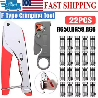 Coaxial Cable Wire Stripper RG6/RG59 Compression F Connector Crimping Pliers Kit • $20.99