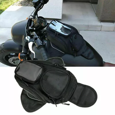 Black Motorcycle Magnetic Fuel Tank Bag Cell Phone Holder Pouch Case Waterproof • $29.99