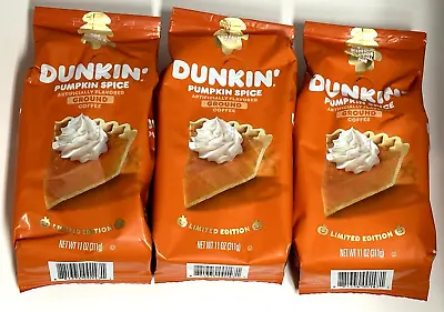 $25.19 • Buy 3x Dunkin' Donuts Pumpkin Spice *Limited* Ground Coffee 11 Oz/ea EXP 5/2023