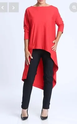 IC Collection Asymmetrical High-Low Top Red Size Large Blouse Lagenlook $130 • $45