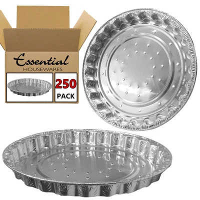 £68.59 • Buy Full Case - 250 Foil Vented Fluted Flan Dishes Baking Pie Plate Cases 215mm