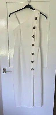 £25 • Buy ASOS White Button One Shoulder Vest Asymmetric City Dress Size 10