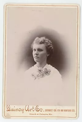 Antique Circa 1880s Cabinet Card Beautiful Young Woman Quincy Art Co. Palmyra MO • $9.99