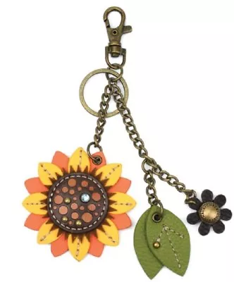 Chala Happy Sunflower Key Chain Purse Leather Bag Fob Charm New • $16.99